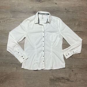 Steilmann Germany White Long Sleeve Cuffed Dressy Blouse Top US Size 10
